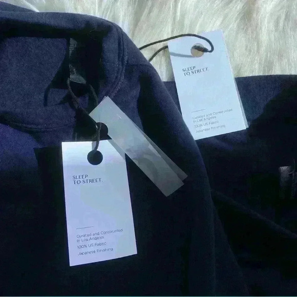 NWT Tate Jones Lounge Cozy Set Crew Sweatshirt + Side Slit Sweat Navy Si… - Picture 11 of 13